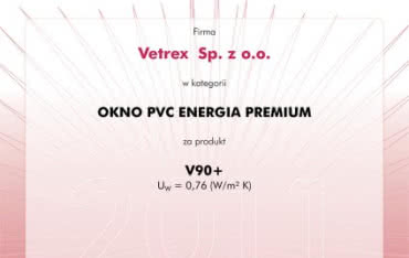 Vetrex laureatem Programu "VIP-Najlepsze Okna i Drzwi"